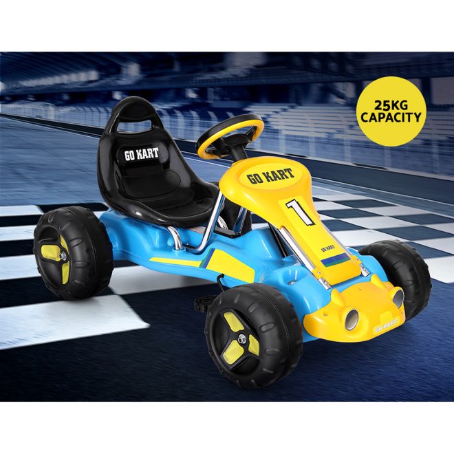 Kids Pedal Go Kart Ride On Toys Racing Car Plastic Tyre Blue