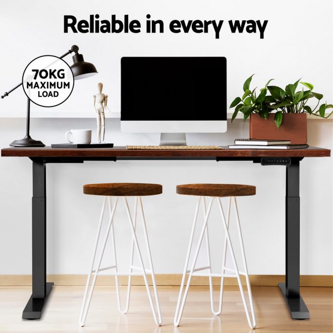 Standing Desk Electric Height Adjustable Sit Stand Desks – 120×60 cm, Black and Brown