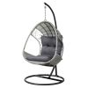 Outdoor Egg Swing Chair Wicker Furniture Pod Stand Armrest Light Grey