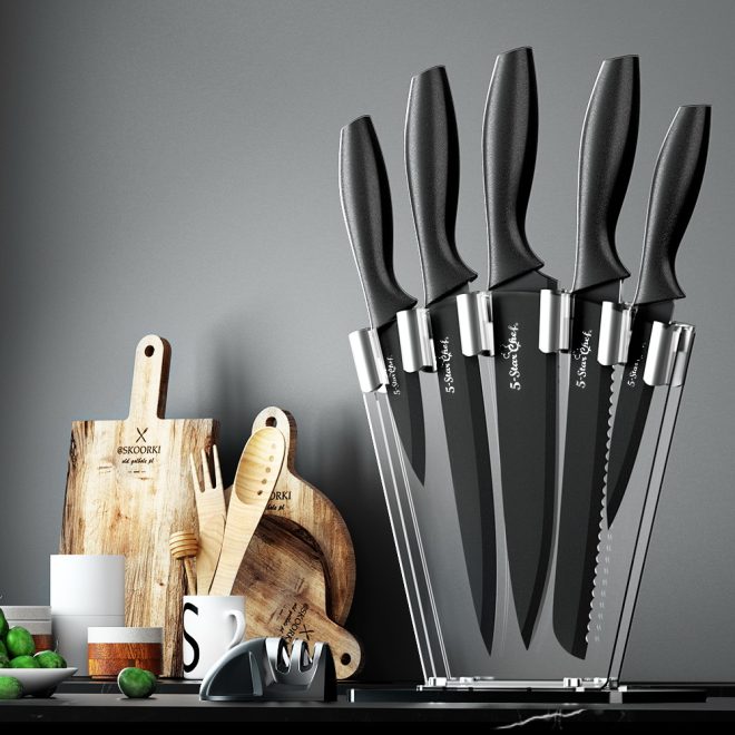 5-Star Chef Kitchen Knife Set Stainless Steel Non-stick with Sharpener – 7