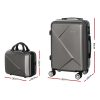 2pc Luggage 12″ 20″ Trolley Travel Suitcase Storage Carry On TSA Lock Dark Grey