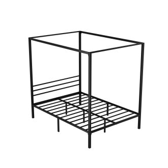 Bed Frame Metal Four-poster Platform Base Black POCHY