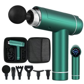 Massage Gun 30 Speed 6 Heads Vibration Muscle Massager Chargeable Green