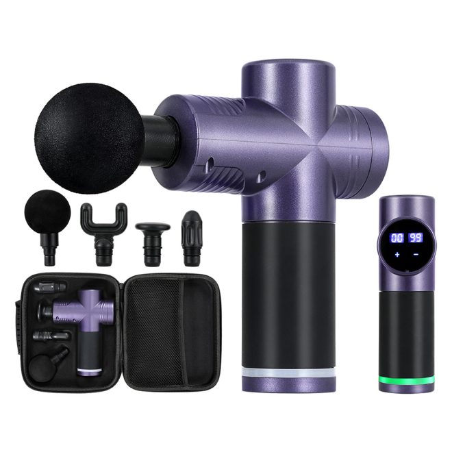 30 Speed Massage Gun 4 Heads Vibration Muscle Massager Chargeable Purple