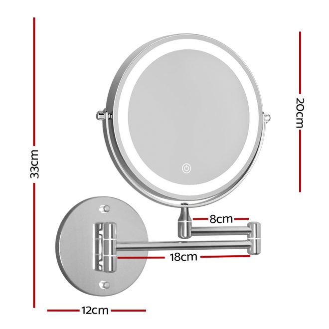 Extendable Makeup Mirror 10X Magnifying Double-Sided Bathroom Mirror – White