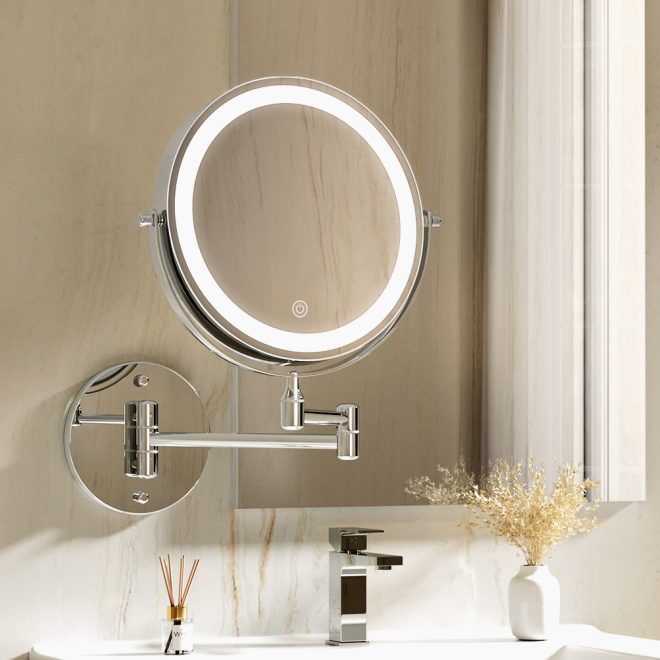 Extendable Makeup Mirror 10X Magnifying Double-Sided Bathroom Mirror – White