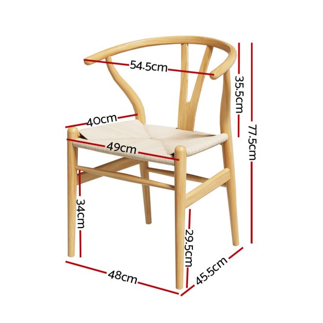 Dining Chair Wooden Rattan Seat Wishbone Back