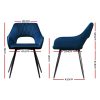 Set of 2 Caitlee Dining Chairs Kitchen Chairs Velvet Upholstered – Blue