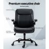 Office Chair Leather Computer Desk Chairs Executive Gaming Study – Black