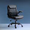 Office Chair Leather Computer Desk Chairs Executive Gaming Study – Black