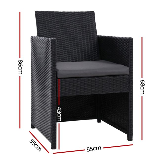 Outdoor Chairs Dining Patio Furniture Lounge Setting Wicker Garden – 2x chair