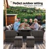 Outdoor Dining Set Wicker Table Chairs Setting 8 Seater