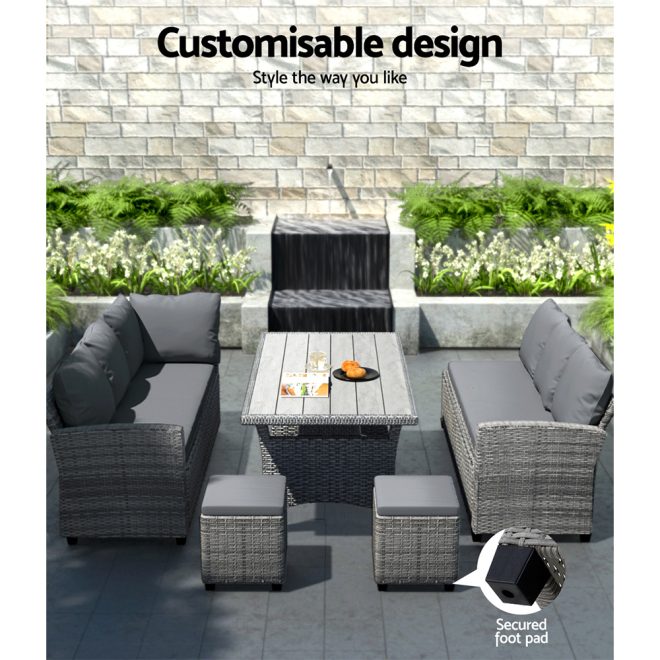 Outdoor Dining Set Wicker Table Chairs Setting 8 Seater