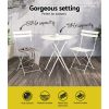 3PC Outdoor Bistro Set Steel Table and Chairs Patio Furniture White