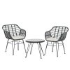 3PC Outdoor Furniture Bistro Set Lounge Setting Table Chairs Cushion Patio Grey