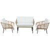 4-Piece Outdoor Sofa Set Rattan Lounge Setting Table Chairs