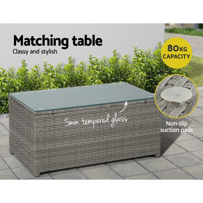 Outdoor Furniture Sofa Set Wicker Lounge Setting Table Chairs – 1 x 2-seater sofa + 2 x Single sofa + 1 x Table