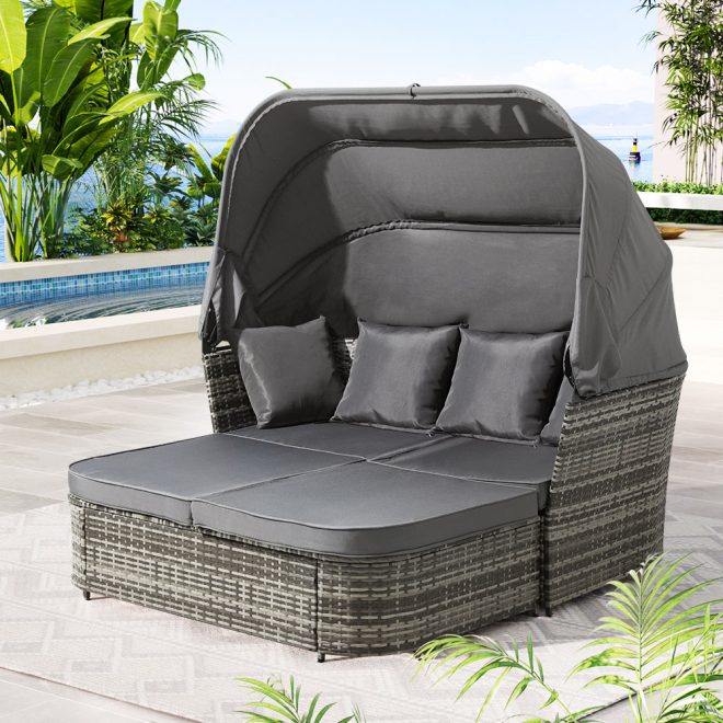 Outdoor Sun Lounge Setting Patio Furniture Wicker Sofa Garden Day Bed