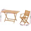 Outdoor Dining Set 7 Piece Wooden Table Chairs Setting Foldable