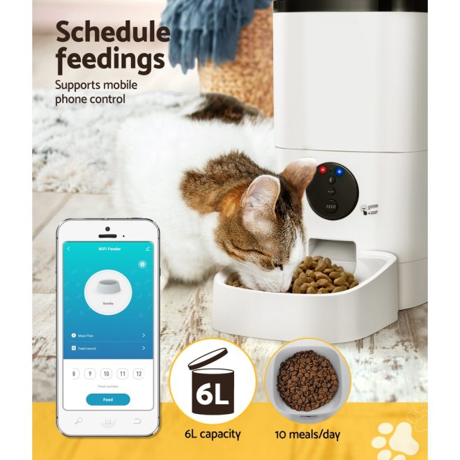 Automatic Pet Feeder Auto Wifi Dog Cat Feeder Smart Food App Control – 6 L