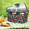 Folding Picnic Bag Basket Cooler Hamper Camping Hiking Insulated Lunch – Black