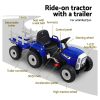 Ride On Car Tractor Trailer Toy Kids Electric Cars 12V Battery – Blue