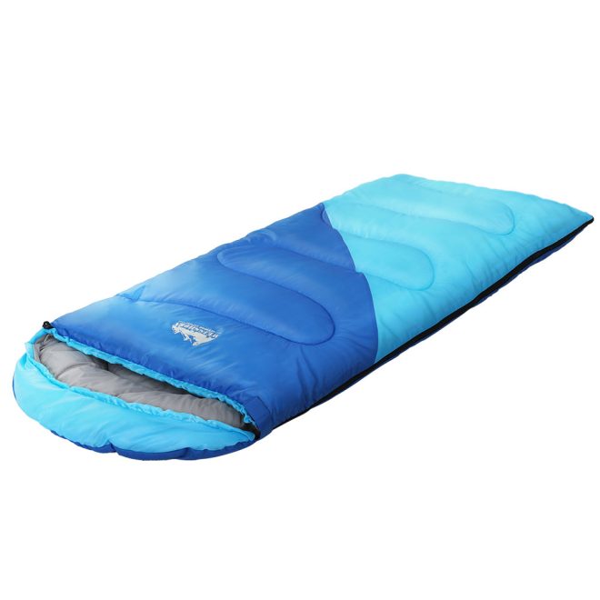 Sleeping Bag Kids Camping Hiking Winter – 172×70 cm, Blue