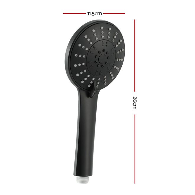 Handheld Shower Head 4.5″ High Pressure 5 Modes Poweful Round Black