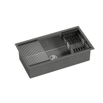 Kitchen Sink 81X45CM Stainless Steel Single Bowl Drain Rack Basket Black