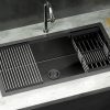 Kitchen Sink 81X45CM Stainless Steel Single Bowl Drain Rack Basket Black