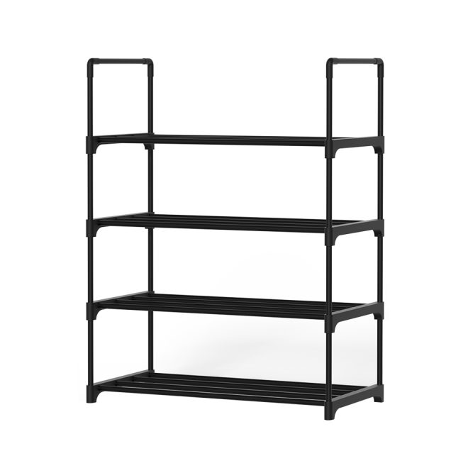 Shoe Rack Stackable Shelves 4 Tiers Shoes Storage Stand Black – 55x28x73 cm