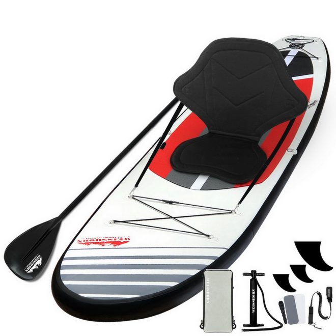 Stand Up Paddle Boards SUP 11ft Inflatable Surfboard Paddleboard Kayak – Black and White and Red