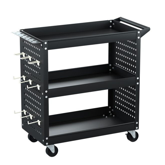 Giantz 3-Tier Tool Cart Trolley Toolbox Workshop Garage Storage Organizer 150kg – Black