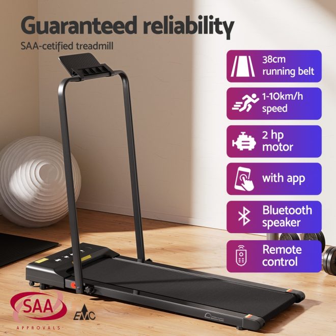 Treadmill Electric Walking Pad Under Desk Home Gym Fitness 380mm Black