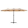 Outdoor Umbrella Twin Umbrella Beach Stand Base Garden Sun Shade 4.57m – Beige