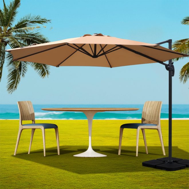 Outdoor Umbrella 3m Base Cantilever Beach Stand Sun Roma 50cm – Beige