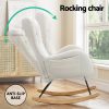 Rocking Armchair Feeding Chair Boucle Fabric Armchairs Lounge Sofa White