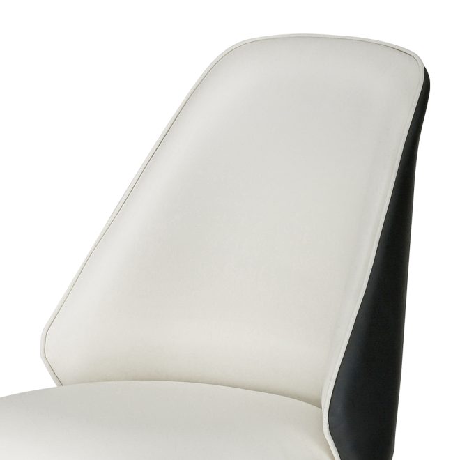 Dining Chairs Set of 2 Leather Seat White and Black