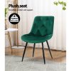 Set of 2 Starlyn Dining Chairs Kitchen Chairs Velvet Padded Seat – Green