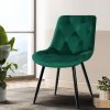 Set of 2 Starlyn Dining Chairs Kitchen Chairs Velvet Padded Seat – Green