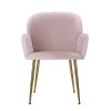 Set of 2 Kynsee Dining Chair Armchair Cafe Chair Upholstered Velvet – Pink