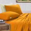 Elan Linen 100% Egyptian Cotton Vintage Washed 500TC Double Bed Sheets Set – Mustard