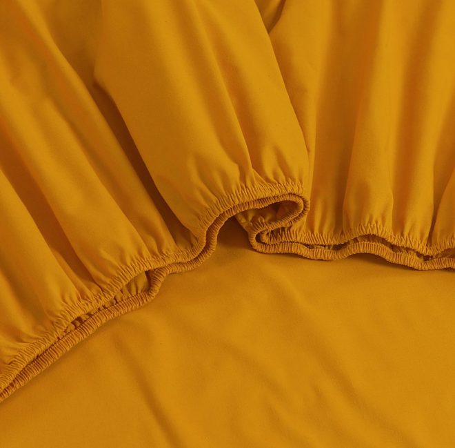 Elan Linen 100% Egyptian Cotton Vintage Washed 500TC Bed Sheets Set – KING, Mustard