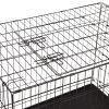 Dog Cage Pet Crate Cat Puppy Metal Cage ABS Tray Foldable Portable Black – Black – 76x53x59 cm