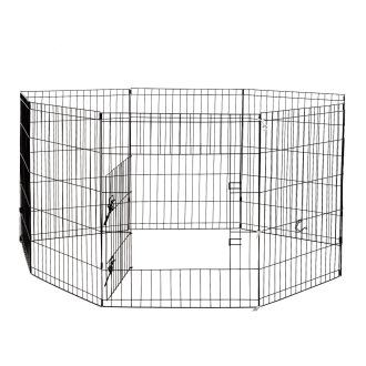 8 Panel Playpen Puppy Exercise Fence Cage Enclosure Pets Black All Sizes – Black