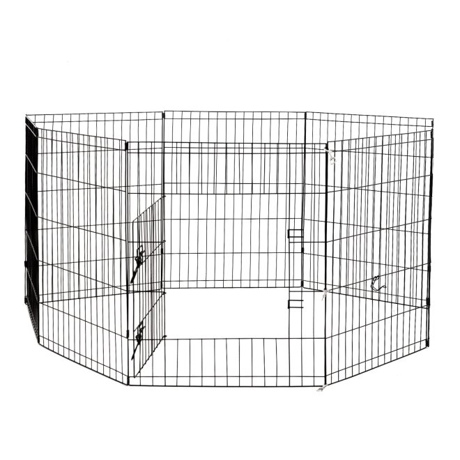 8 Panel Playpen Puppy Exercise Fence Cage Enclosure Pets Black All Sizes – Black – 61×61 cm