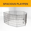 8 Panel Playpen Puppy Exercise Fence Cage Enclosure Pets Black All Sizes – Black – 61×61 cm