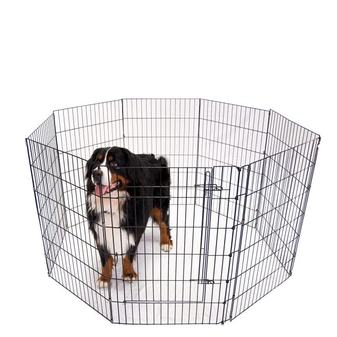 8 Panel Playpen Puppy Exercise Fence Cage Enclosure Pets Black All Sizes – Black – 61×61 cm