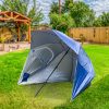 Havana Outdoors Beach Umbrella 2.4M Outdoor Garden Beach Portable Shade Shelter – Blue