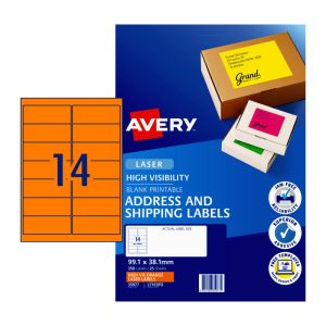 AVERY LaserLabel L7163F Y14Up Pack of 25 – Orange